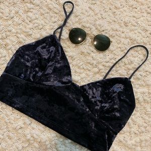 ZARA NAVY VELVET BUSTIER TOP. NEVER WORN